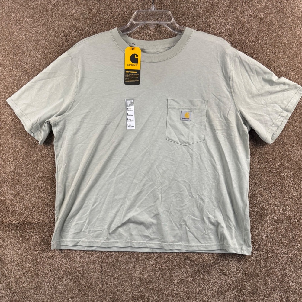 Carhartt Womens Loose Fit Tencel Pocket T-Shirt Sage Green TK6122-W Large NWT